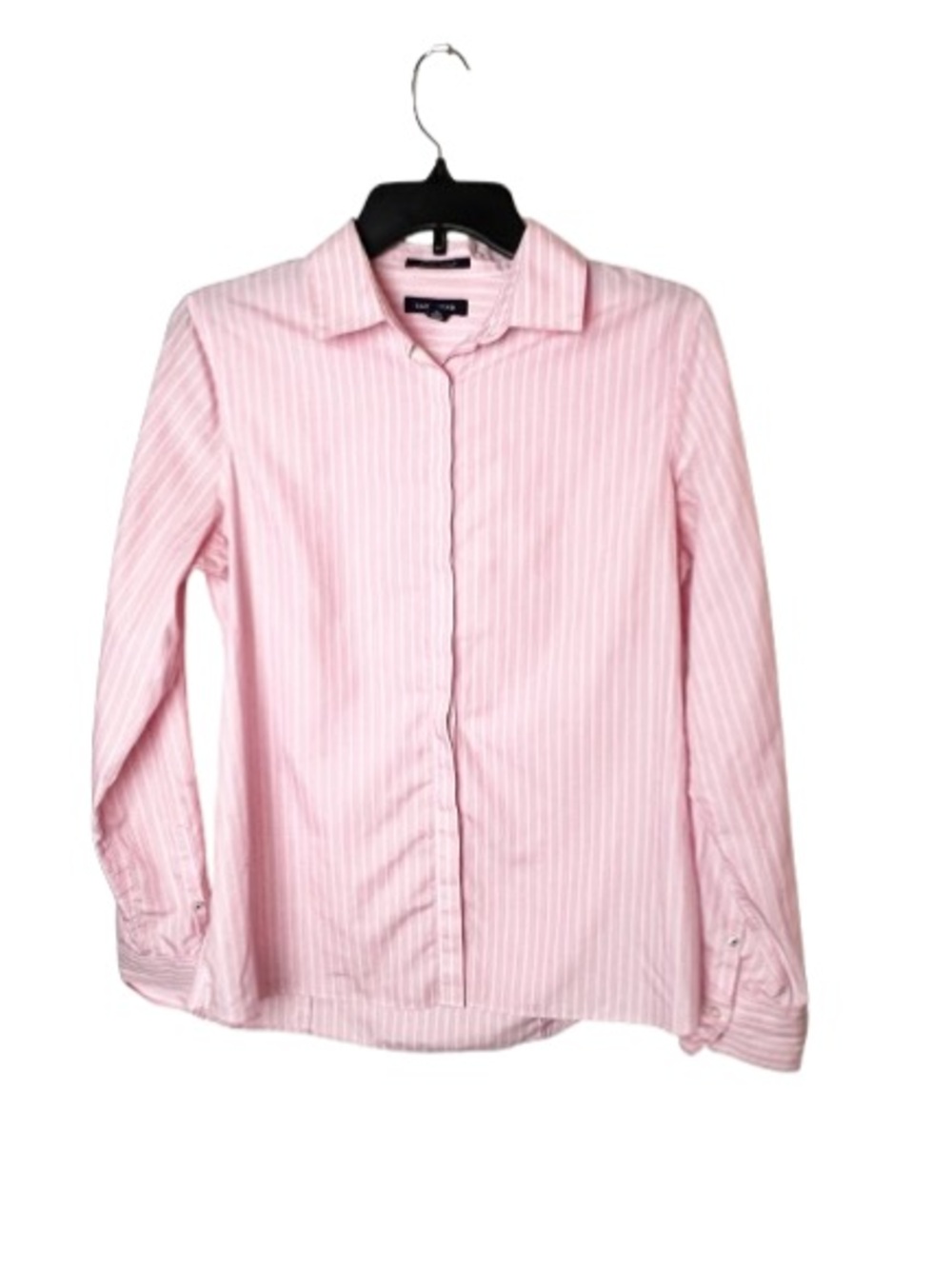 SZ 8 Women’s Lands' End Pink Pinstripe Dress Shirt 100% Supima Cotton No Iron